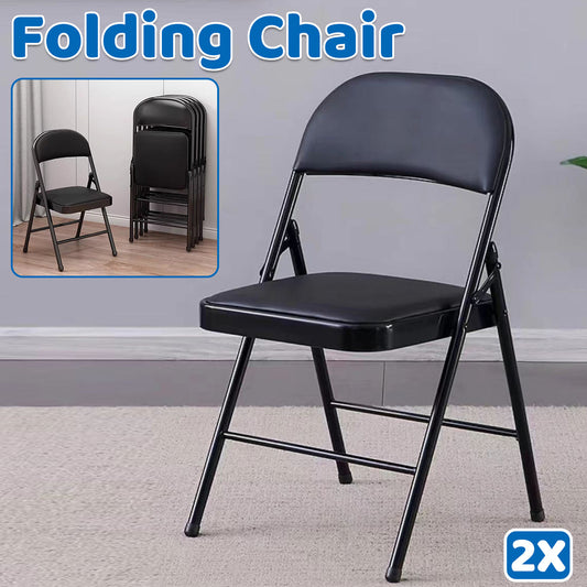 Set of 2 PU Leather Folding Spine Chairs