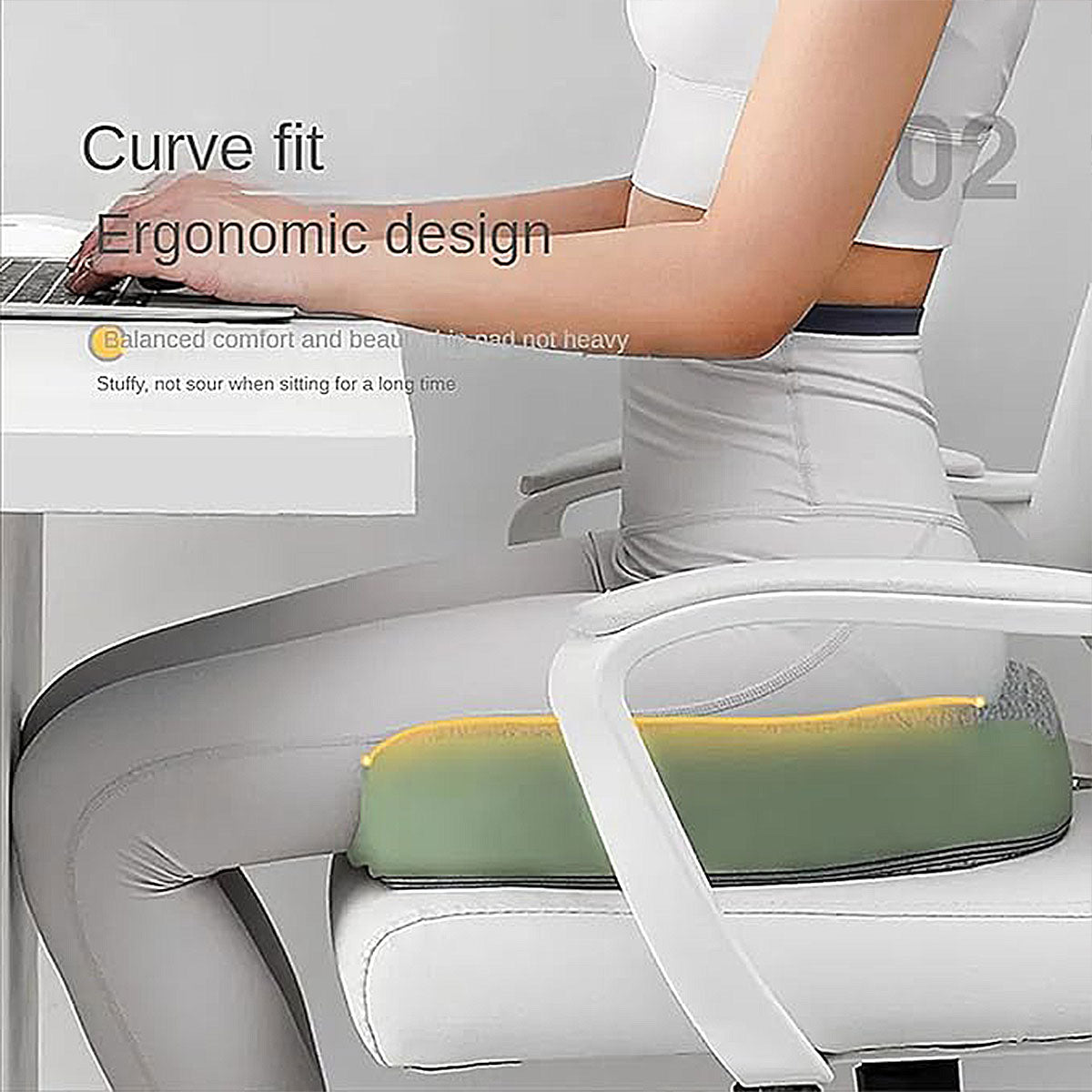 Coccyx Memory Foam Chair Pad with Cover