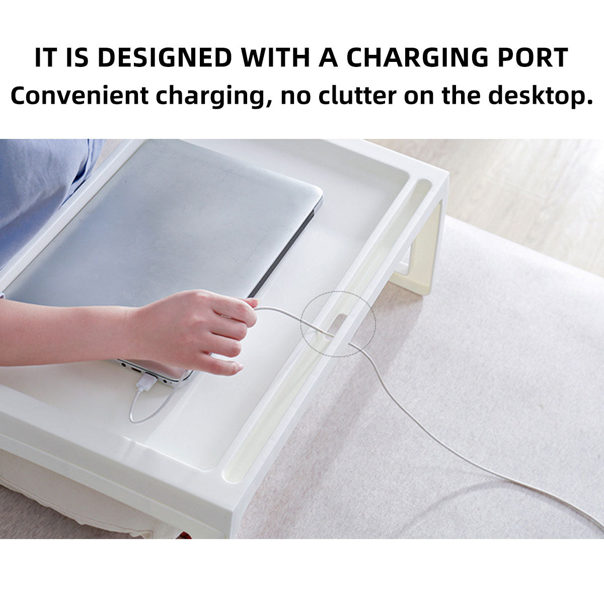Folding PP Bed Tray with U-Legs and Device Slot