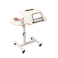 Rolling Sit-Stand Side Table with Cup Holder