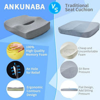Coccyx Memory Foam Chair Pad with Cover