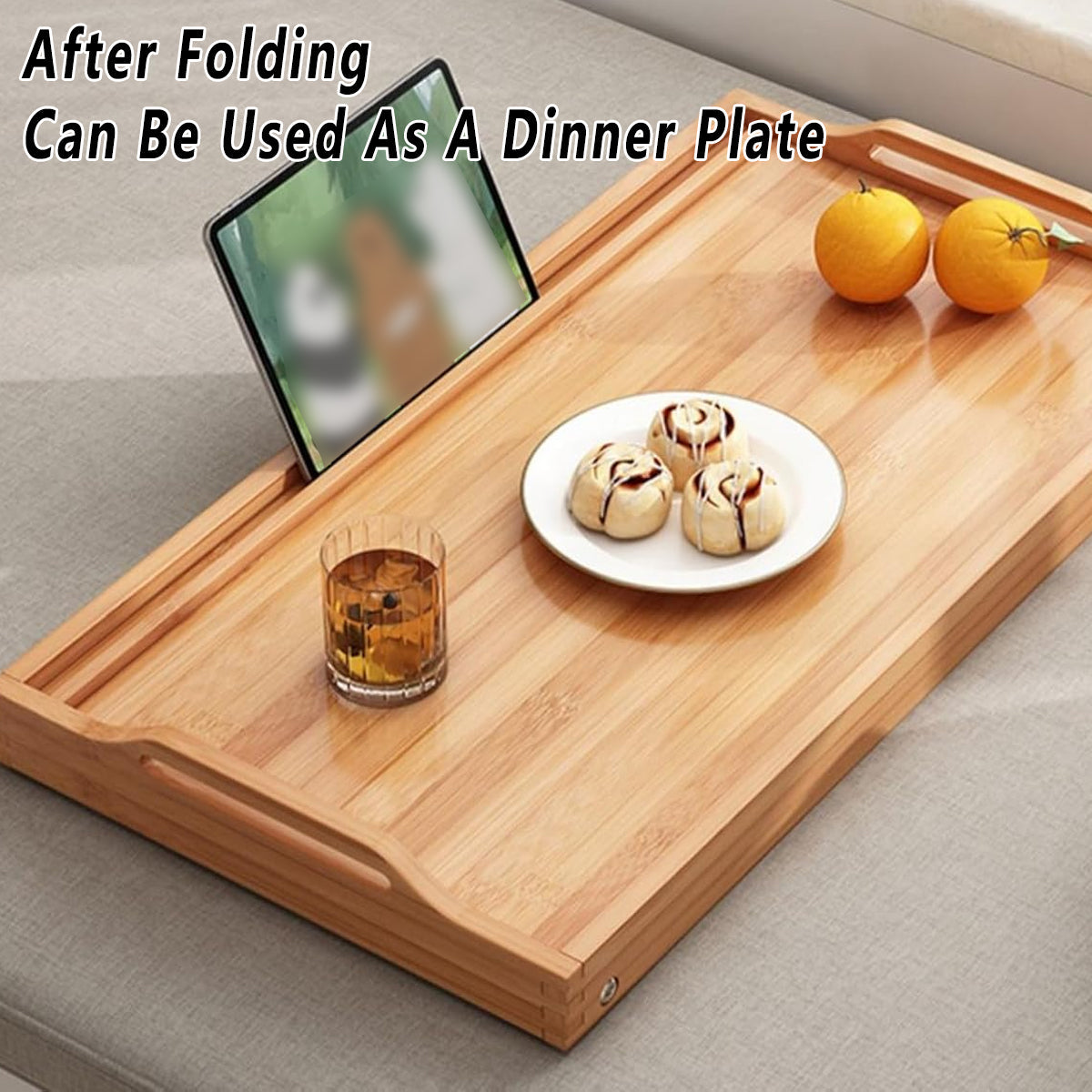 Bamboo Bed Tray Table with Legs and Card Slot