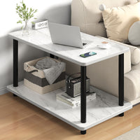 Double-Tier Coffee Table with Natural Wood Legs
