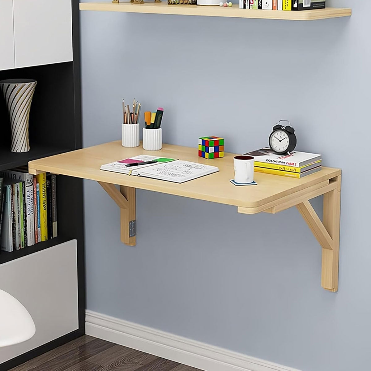 Wall-Mounted Pine Wood Folding Table