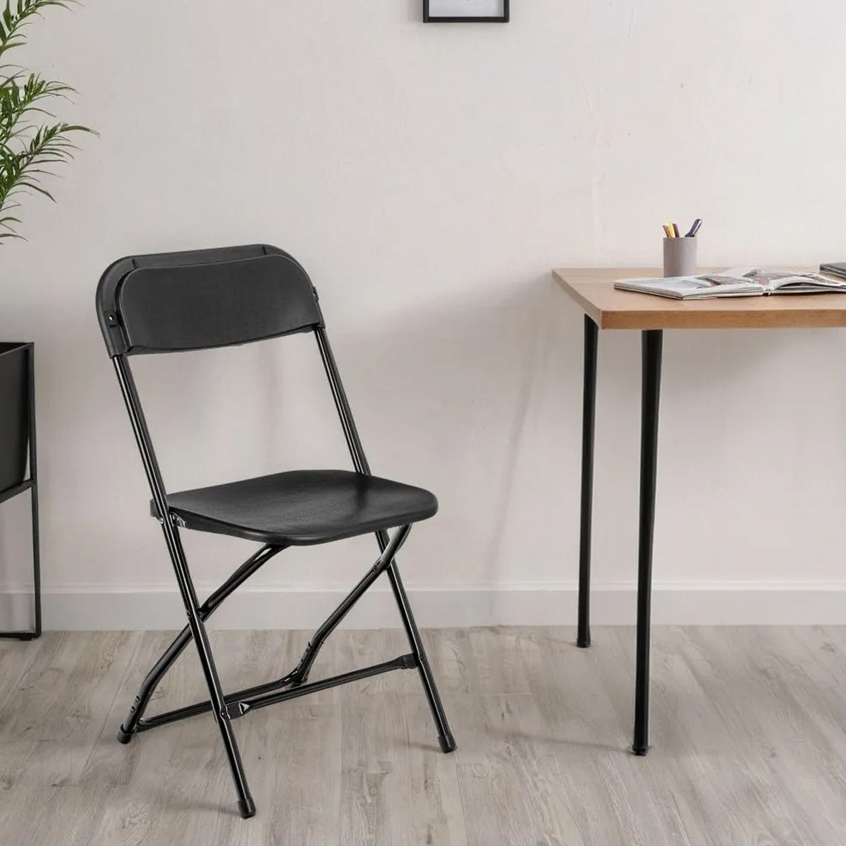 Folding Chair with Plastic Seat and Metal Frame