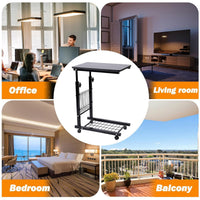 Rolling Side Table with Steel Frame and Basket