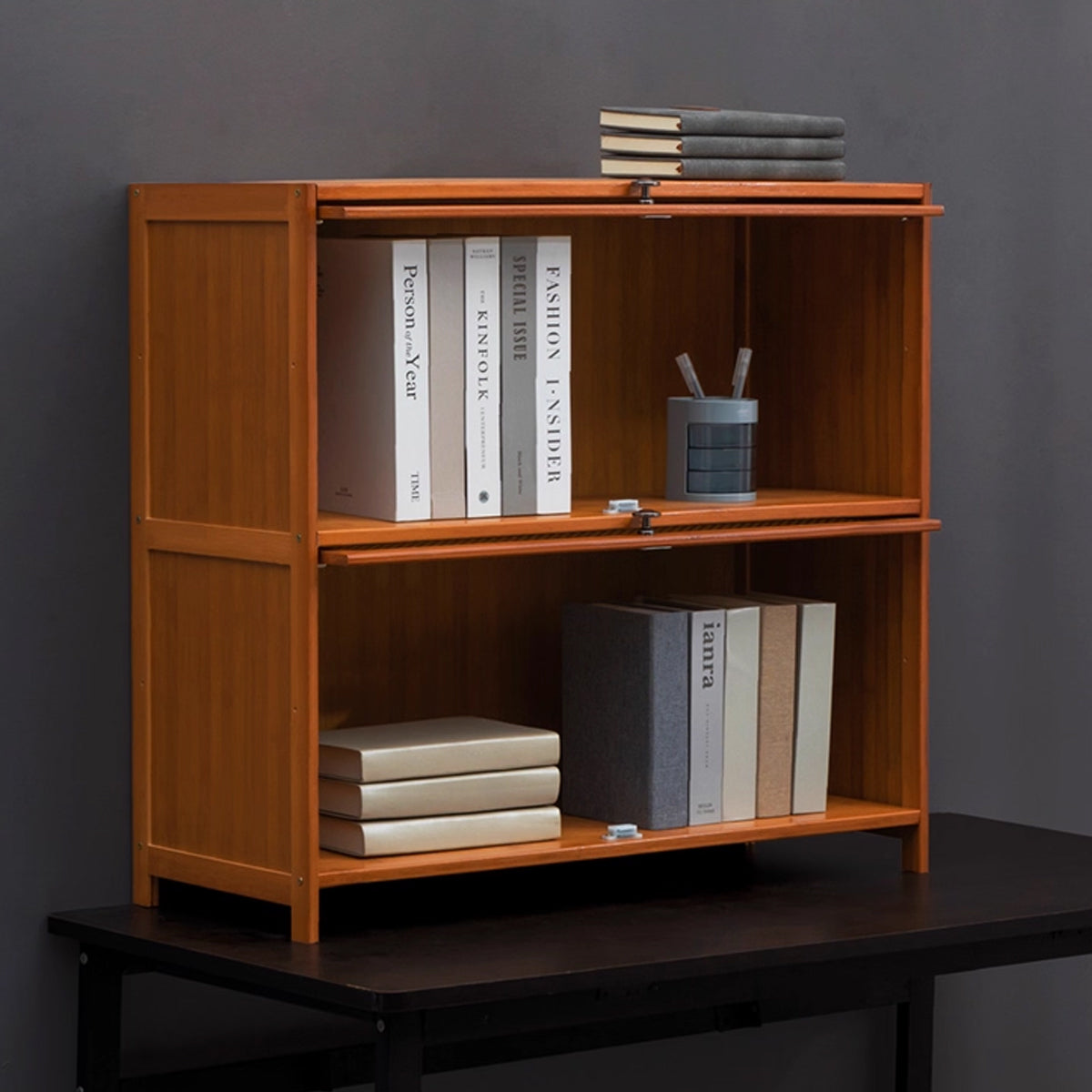 Lattice Front Storage Cabinet with Flip Doors