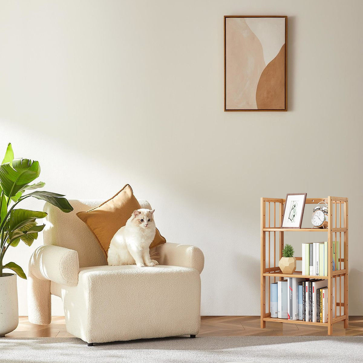 Bamboo 3-Tier Display Shelf for Living Rooms