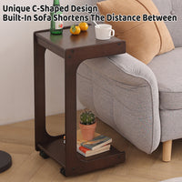 Solid Wood C-Shape Coffee Table with Drawer