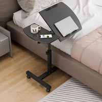 Rolling Bedside Tray Table with 90-Degree Top