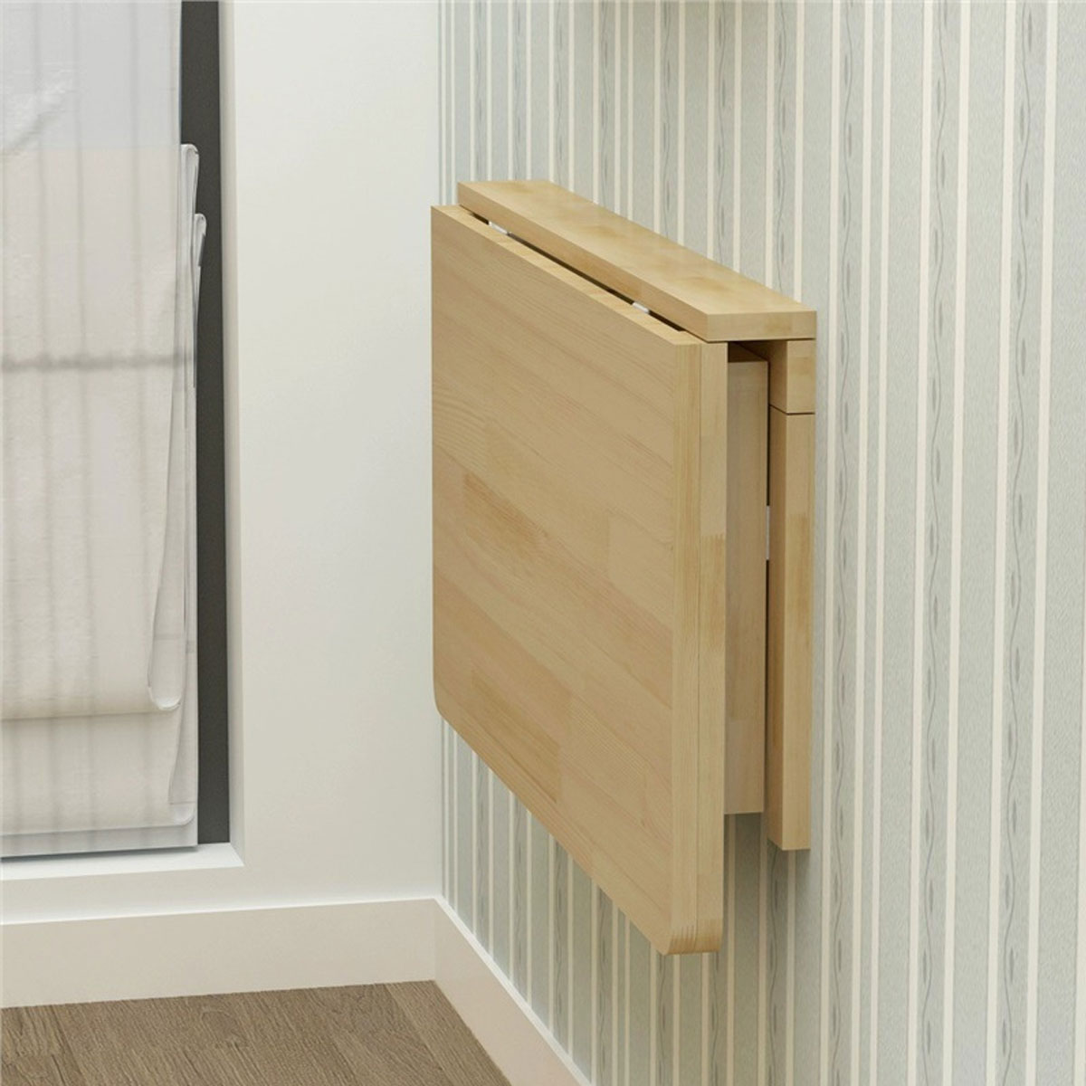 Wall-Mounted Pine Wood Folding Table