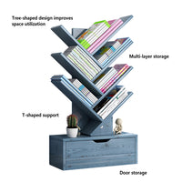 Tree-Shape Wood Bookcase with Slanted Shelves