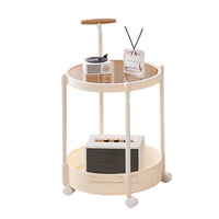 Glass Top Rolling Side Table with Mesh Lower Shelf