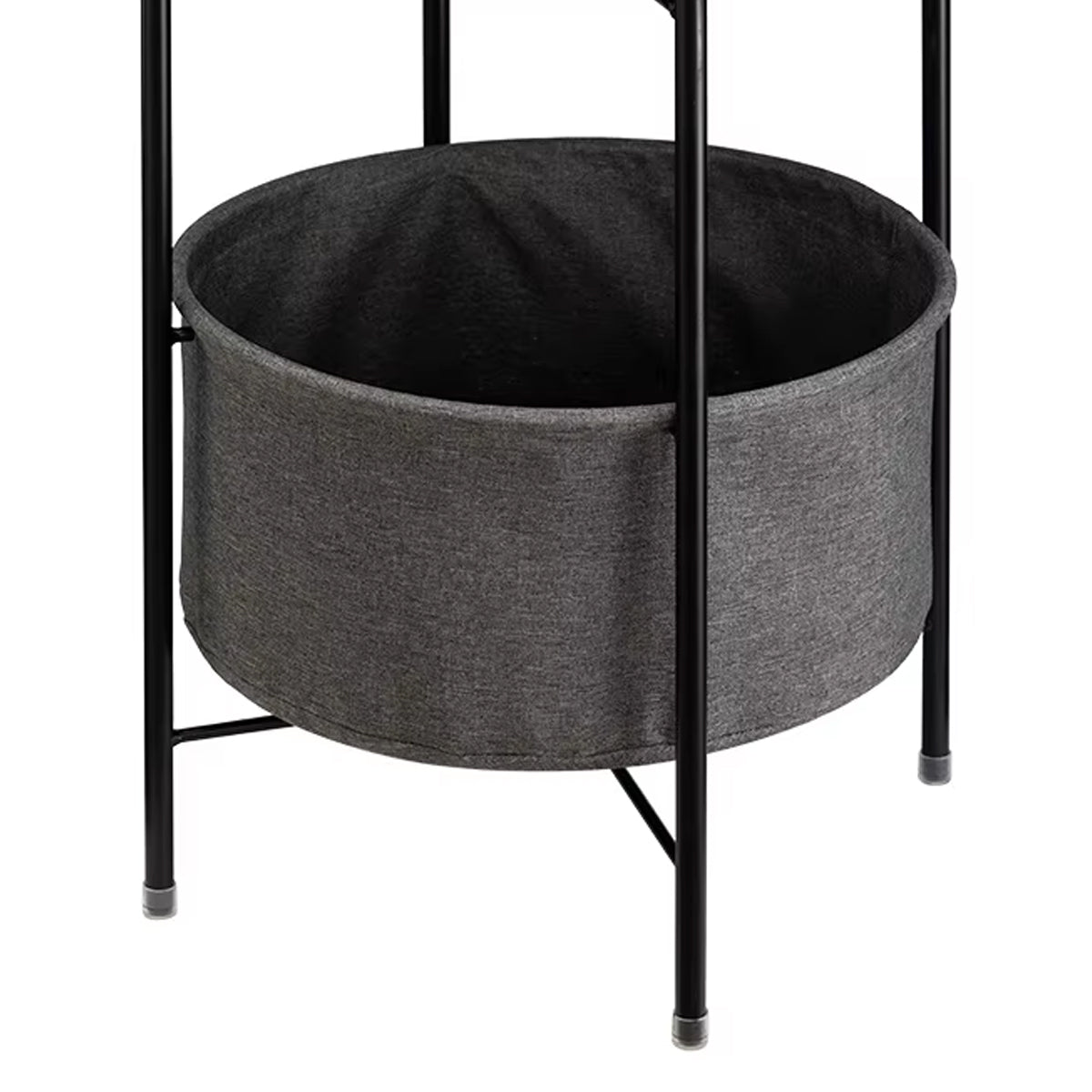 Round Side Table with Basket and Wood Top
