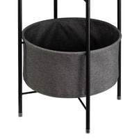 Round Side Table with Basket and Wood Top