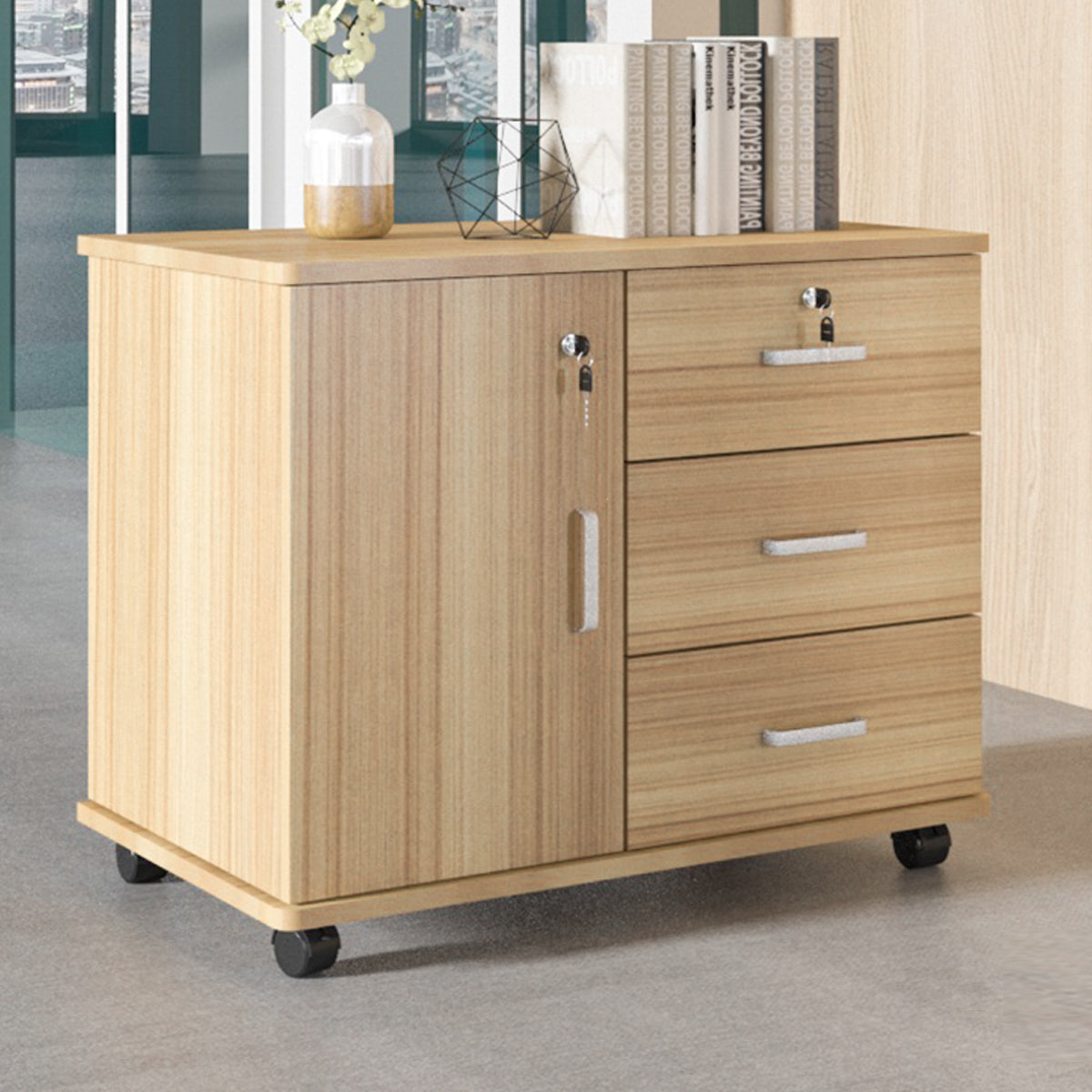 Rolling 23-Inch Cabinet with Locking Drawers