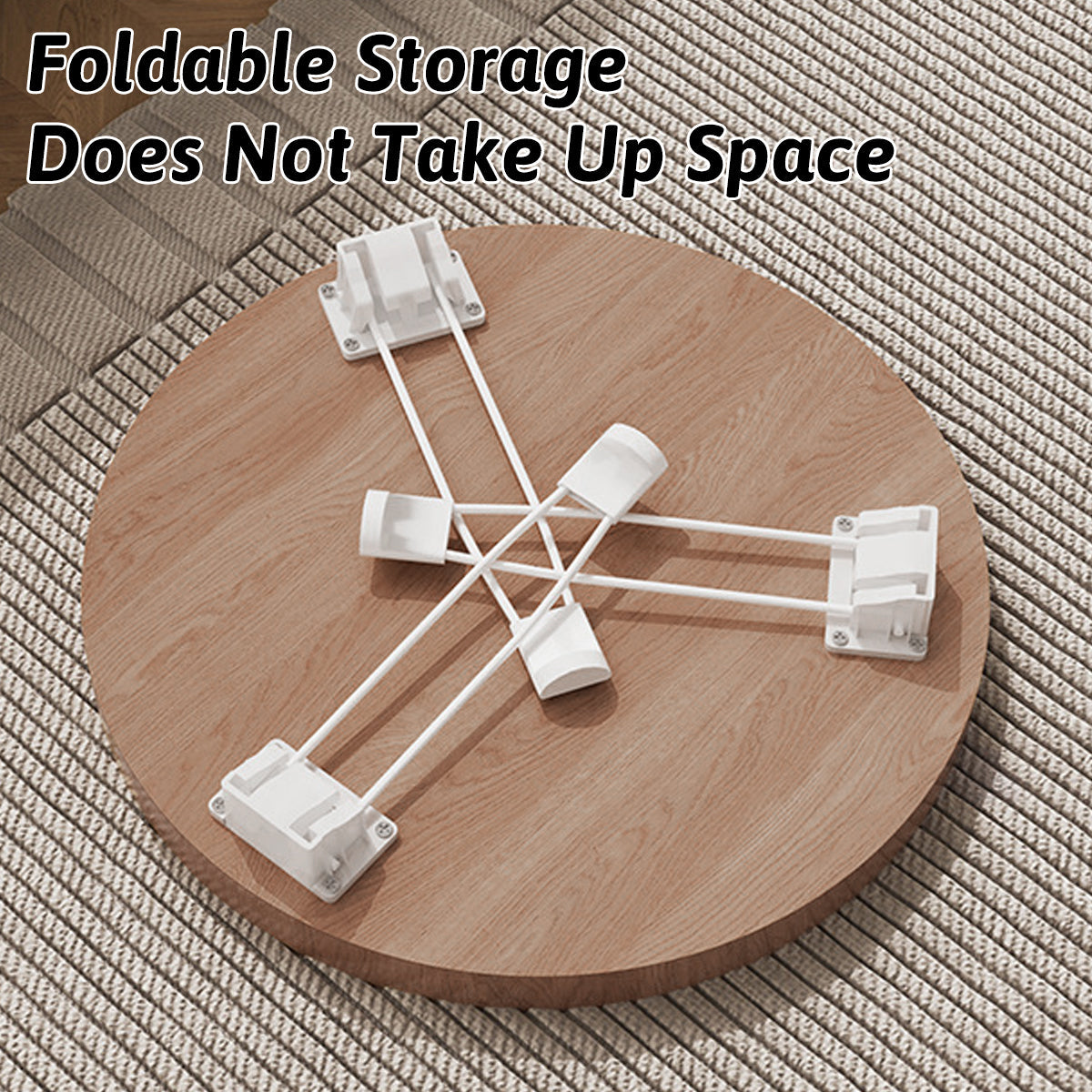Cream Folding Round Table with Sturdy Steel Legs
