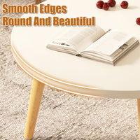 Round Sofa End Table 50x30cm with Wood Legs