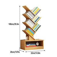 Tree-Inspired Wood Bookcase with 8 Layered Shelves