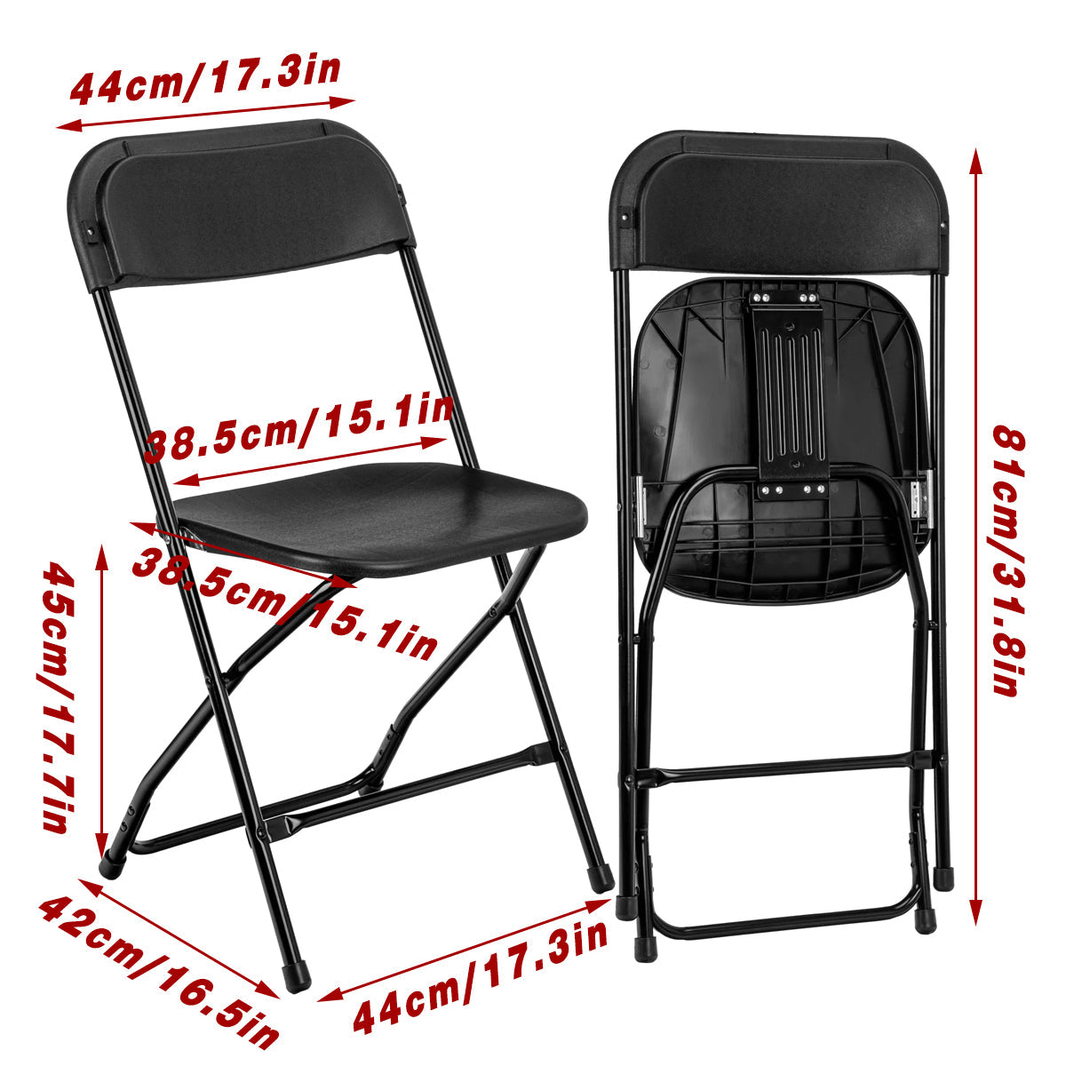 Folding Chair with Plastic Seat and Metal Frame