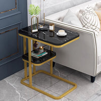 Two-Tier End Table with Marble Top Gold Frame