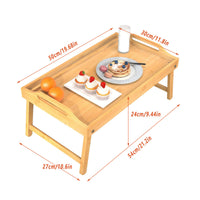 Bamboo Bed Tray Table with Legs and Card Slot
