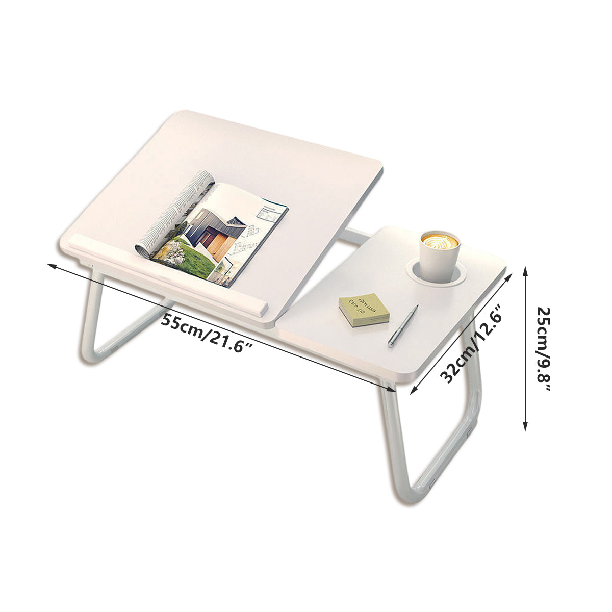 Folding Bedside Tray 21.6x12.6 Inch Tilt Top