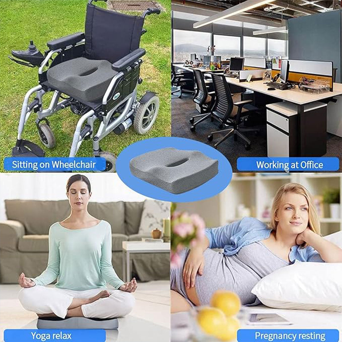 Coccyx Memory Foam Chair Pad with Cover