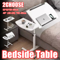 Rolling Bedside Tray with Tilt Top and Side Shelf
