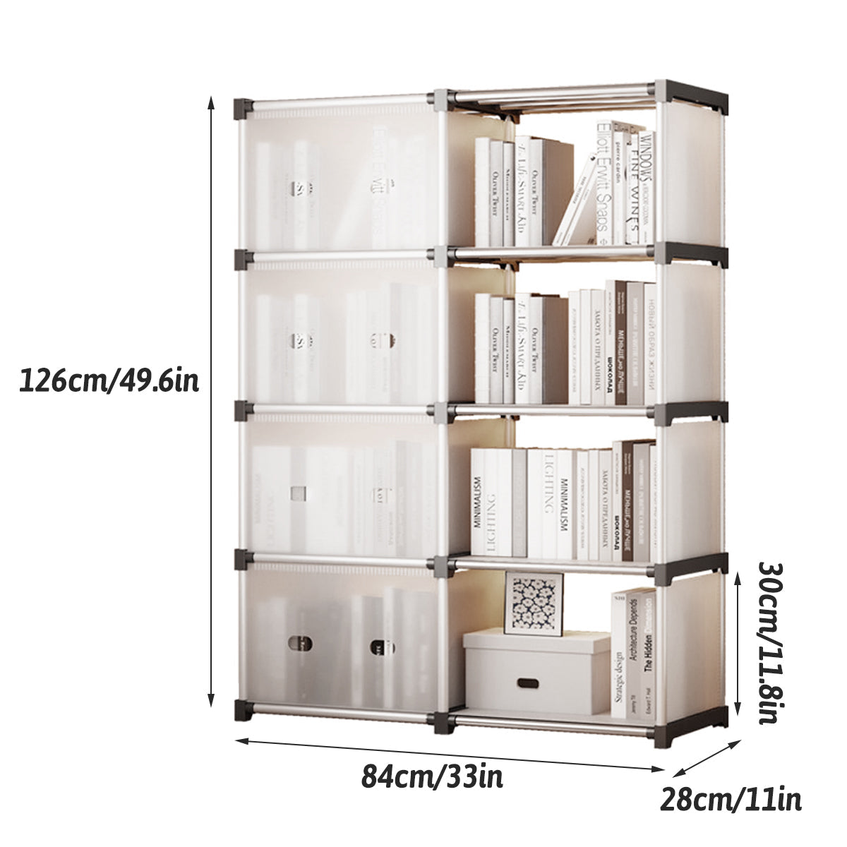 5-Tier Double Row Bookcase with 180 Doors