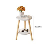 Nordic 2-Tier Round Side Table with Wood Legs