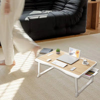 Folding Lap Tray Table with Drawer for Beds