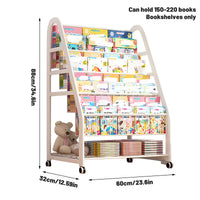 Kids Picture Book Cart in Wood with Snap Edges