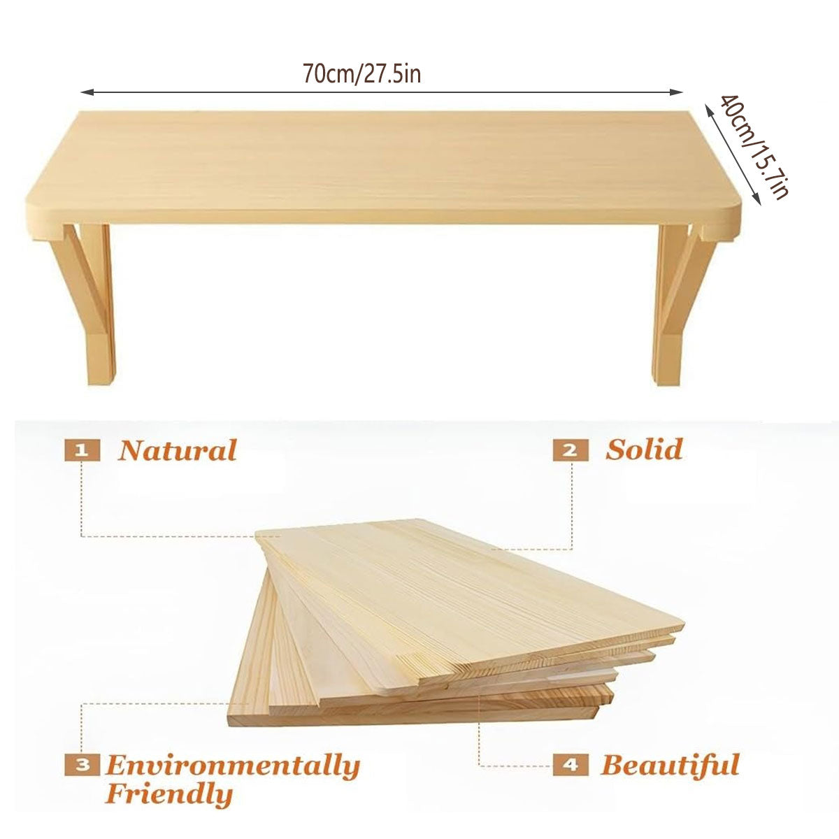 Wall-Mounted Pine Wood Folding Table