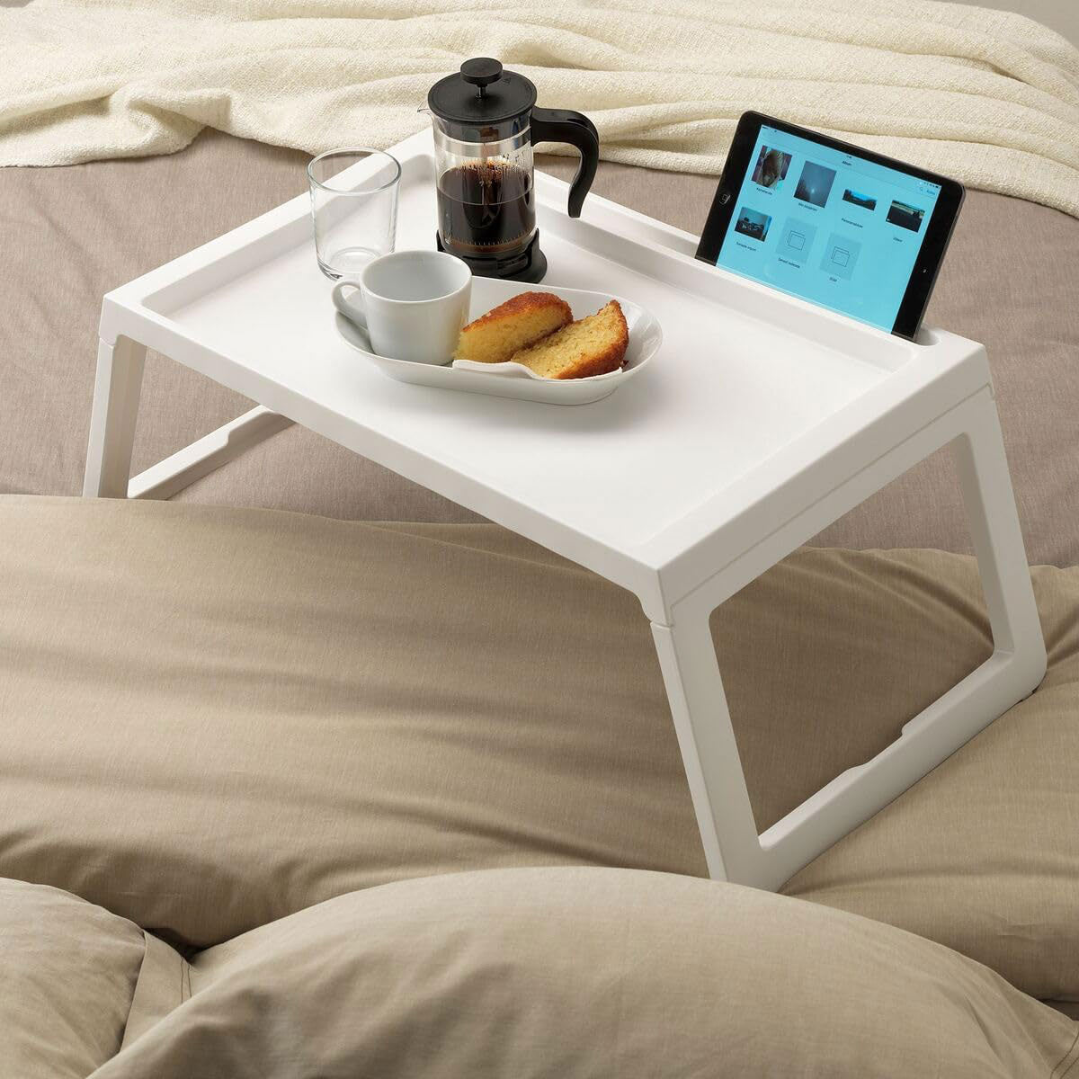 Folding PP Bed Tray with U-Legs and Device Slot