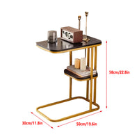 Two-Tier End Table with Marble Top Gold Frame