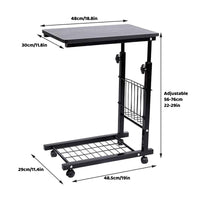 Rolling Side Table with Steel Frame and Basket