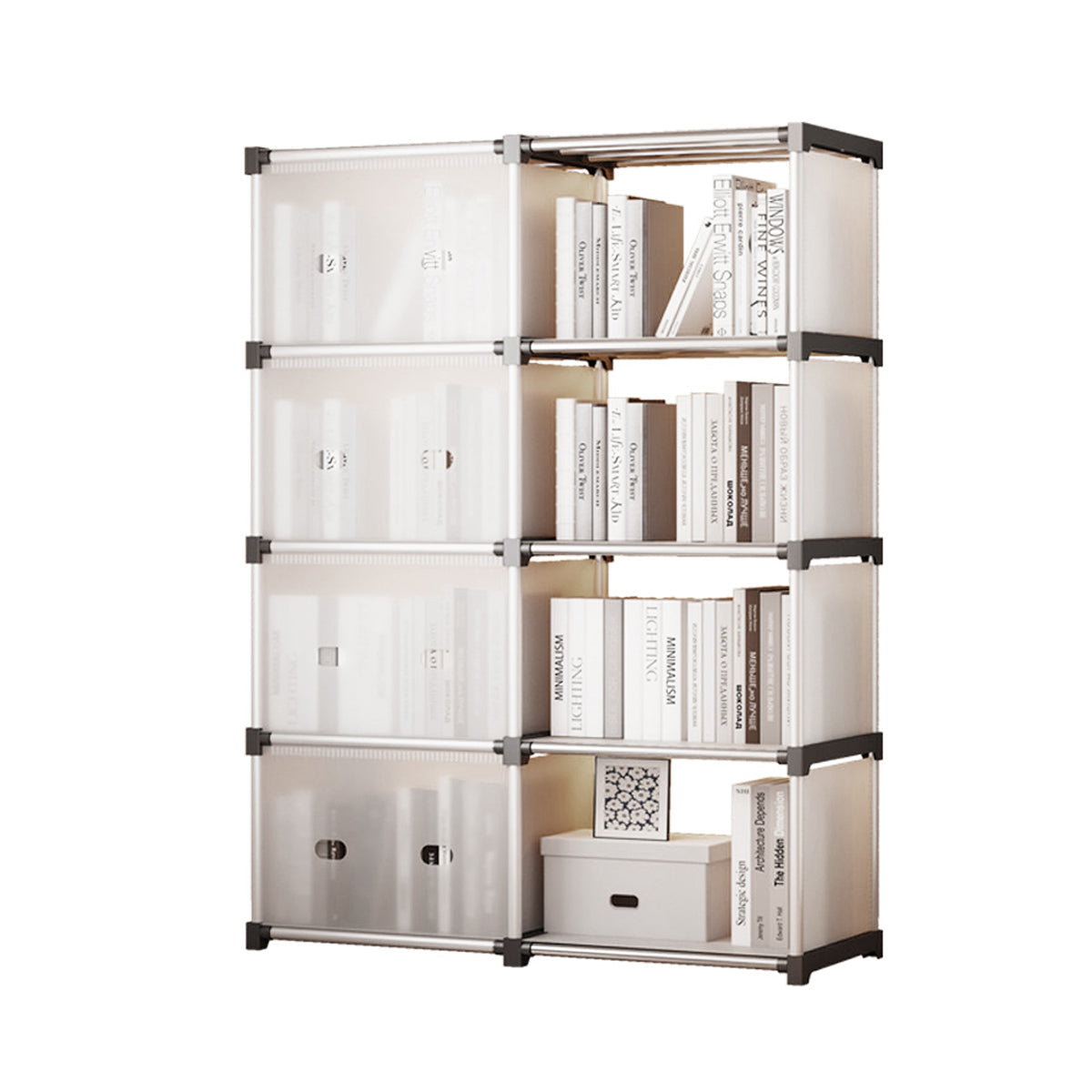 5-Tier Double Row Bookcase with 180 Doors