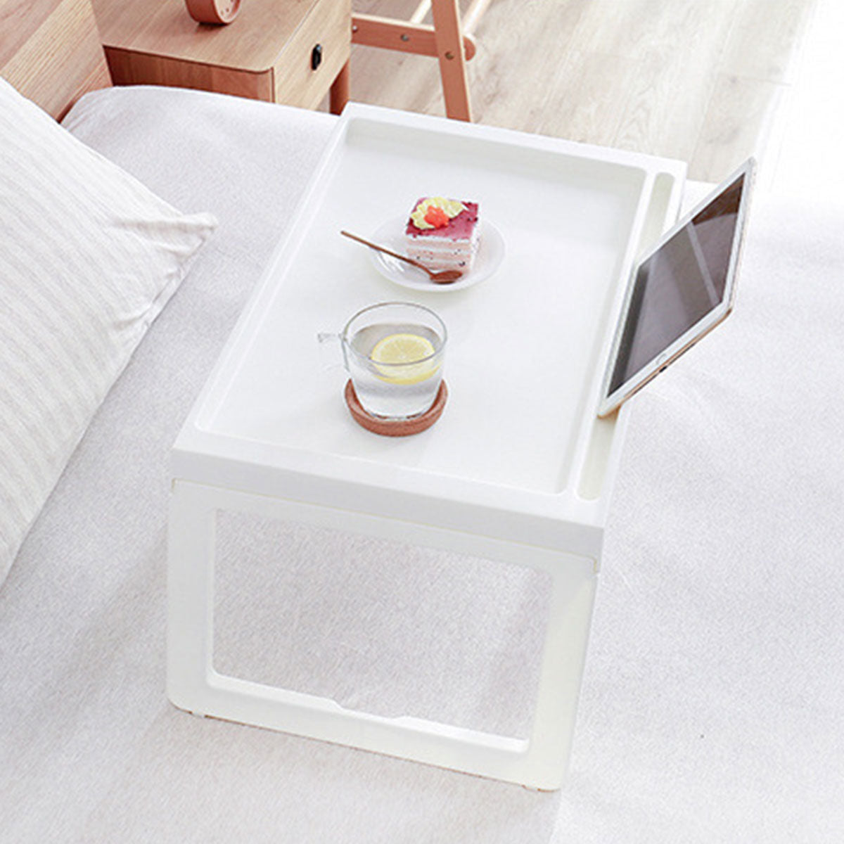 Folding PP Bed Tray with U-Legs and Device Slot