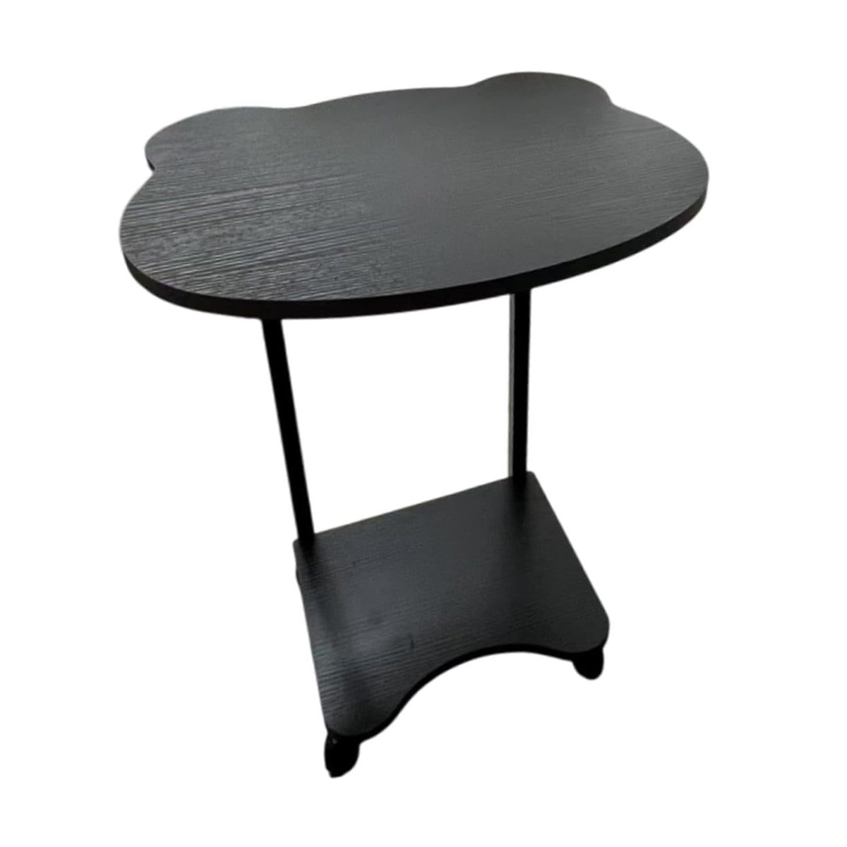 Black Curved Side Table with Two Tiers and Handles