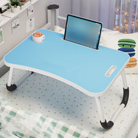 Folding Bed Tray in Blue with Device Slot