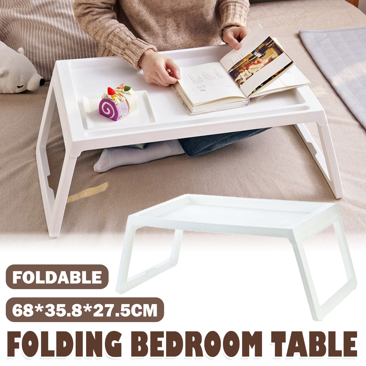 Folding PP Bed Tray with U-Legs and Device Slot