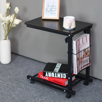 Rolling Side Table with Steel Frame and Basket