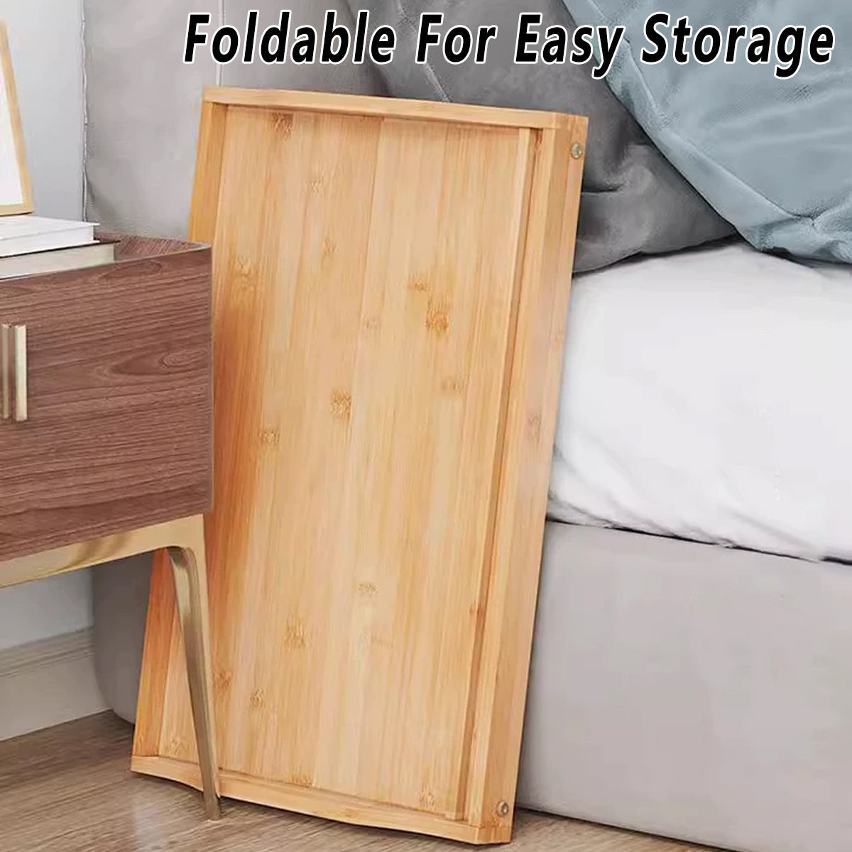Bamboo Bed Tray Table with Legs and Card Slot
