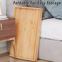 Bamboo Bed Tray Table with Legs and Card Slot