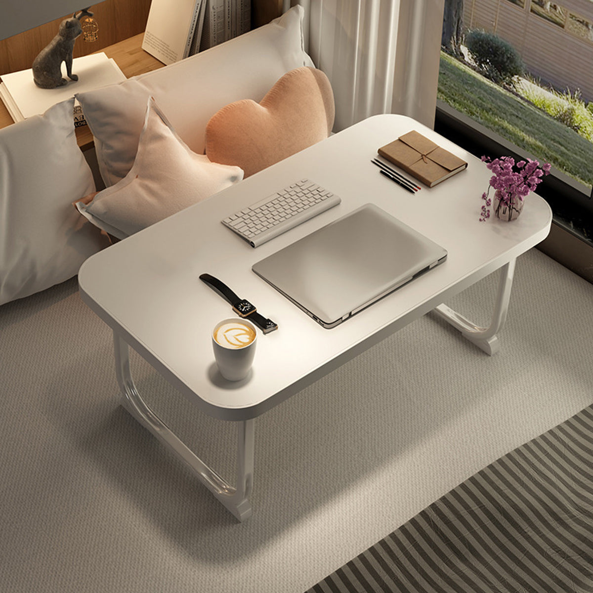 Folding Bed Tray Table with Retractable Legs