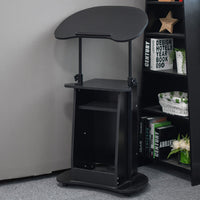 Rolling Side Table with Tilt Top and Lower Cabinet