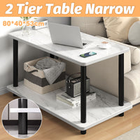 Double-Tier Coffee Table with Natural Wood Legs