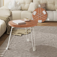 Cream Folding Round Table with Sturdy Steel Legs