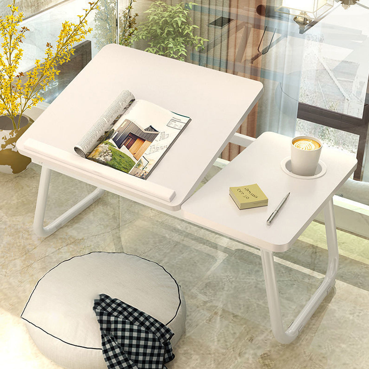 Folding Bedside Tray 21.6x12.6 Inch Tilt Top